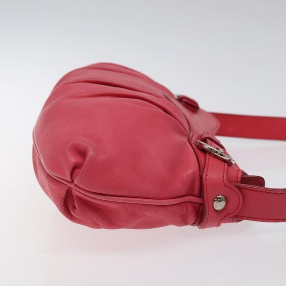 Salvatore Ferragamo Gancini Shoulder Bag Leather Pink Silver Auth - Picture 4 of 16